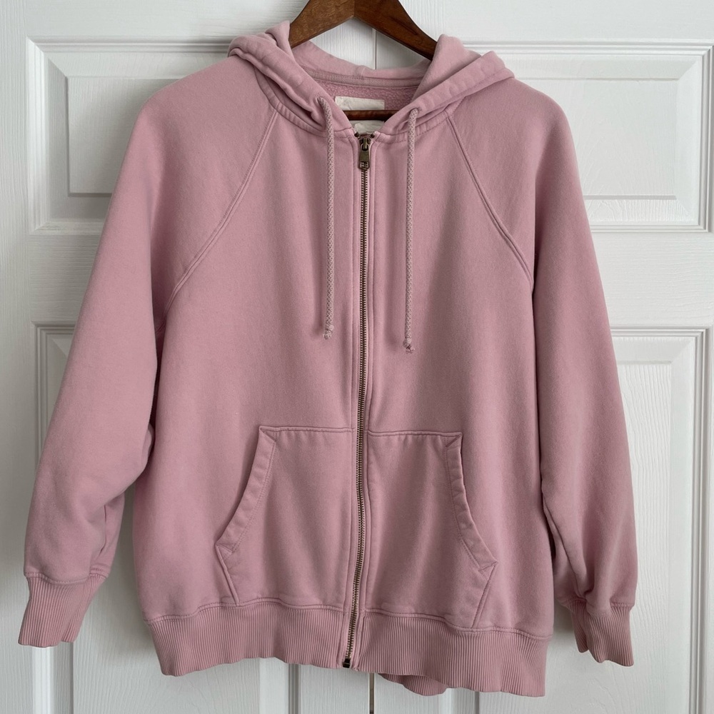 AEO Oversized Full Zip Hoodie Sweatshirt Blush Pink XS/Small - Picture 2 of 13